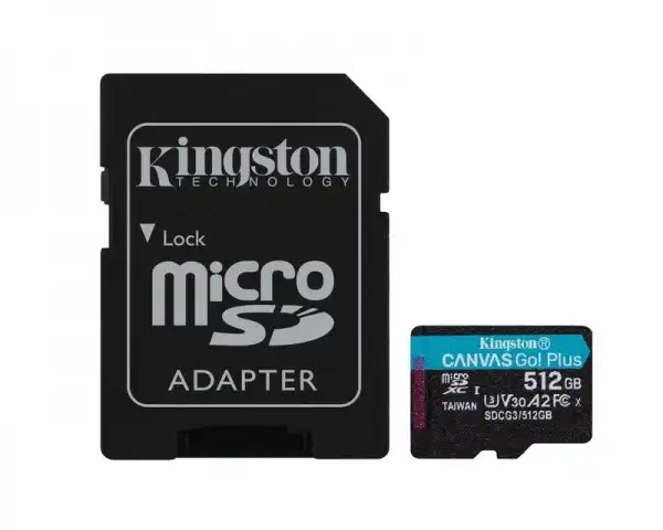 KINGSTON U3 V30 microSDXC 512GB Canvas Go Plus 170R A2 + adapter SDCG3512GB