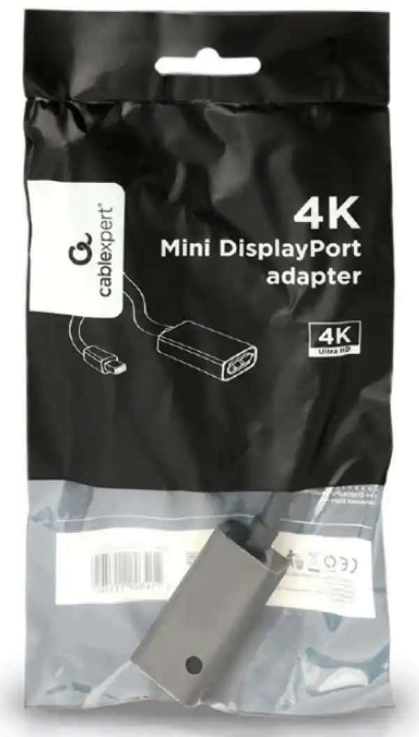 A-mDPM-DPF4K-01 Gembird 4K Mini DisplayPort to DisplayPort adapter cable, black