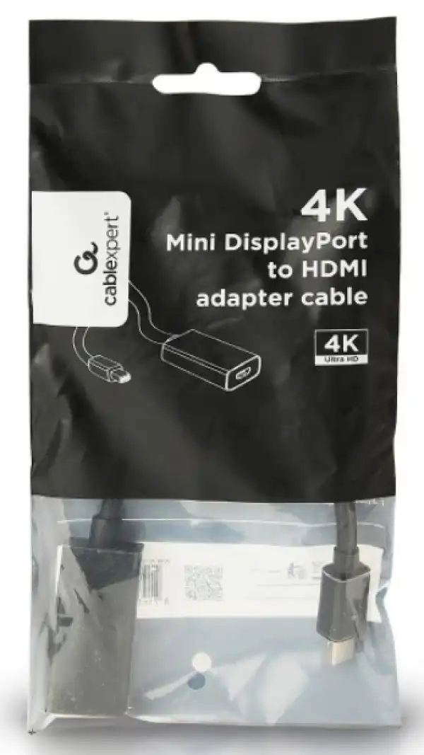 A-mDPM-HDMIF4K-01 Gembird 4K Mini DisplayPort to HDMI adapter cable, black