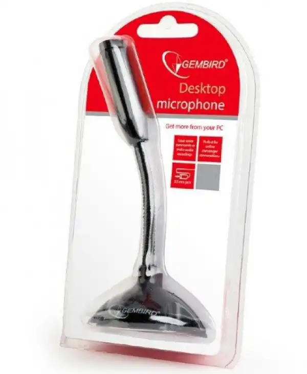 MIC-D-02 Gembird Desktop mikrofon, savitljivo telo, black, 3.5mm