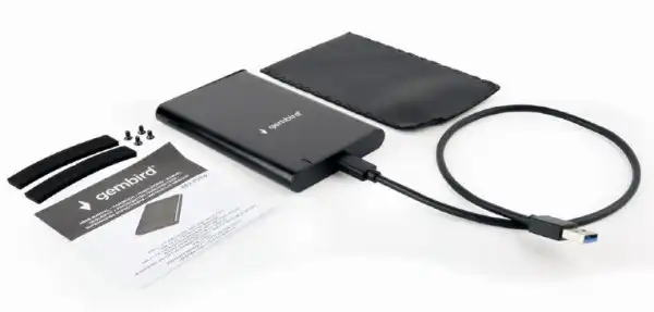 EE2-U3S-6 Gembird USB 3.1 Externo kuciste za 2.5'' SATA hard diskove, Type-C, bruseni aluminium,crno