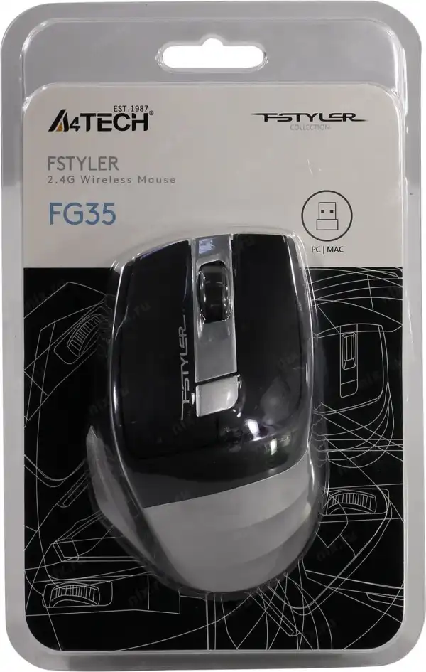 A4-FG35 GREY A4Tech Fstyler V-Track bezicni opticki mis 2.4Ghz, 125Hz/1000-1600-2000Dpi, 105mm, USB