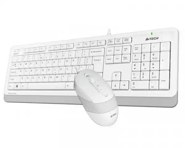 A4 TECH F1010 USB US bela tastatura + USB beli miš