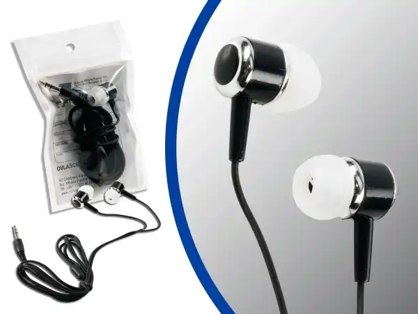 Slušalice, stereo, 3.5mm jack/1.2 m kabl/silikonske kapice/pvc bag
