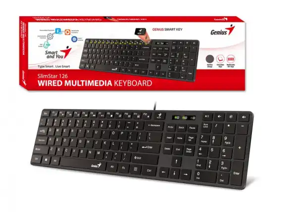 GENIUS Žična tastatura SlimStar 126 US (Crna)