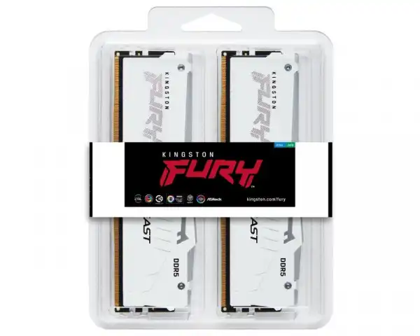 KINGSTON DIMM DDR5 64GB (2x32GB kit) 5200MTs KF552C36BWEAK2-64 Fury Beast RGB White Expo