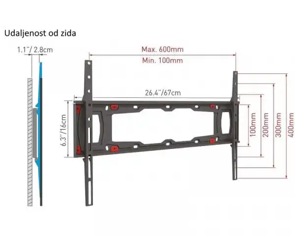 BARKAN ND400.B LCD TV zidni nosač za gipsane zidove od 29'' do 75''