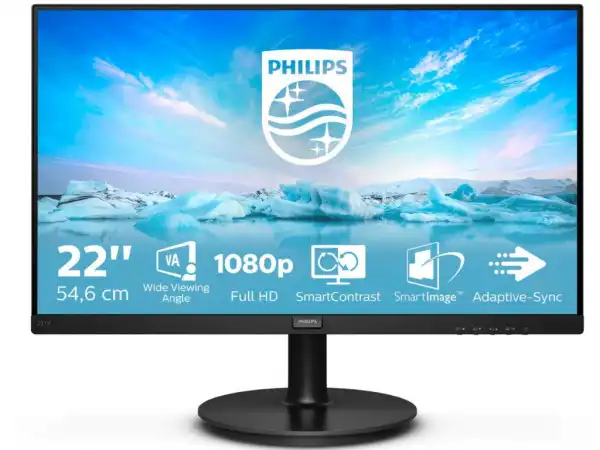 Monitor PHILIPS 221V8/00 21.5''/VA/1920x1080/75Hz/4ms GtG/VGA,HDMI/VESA/crna