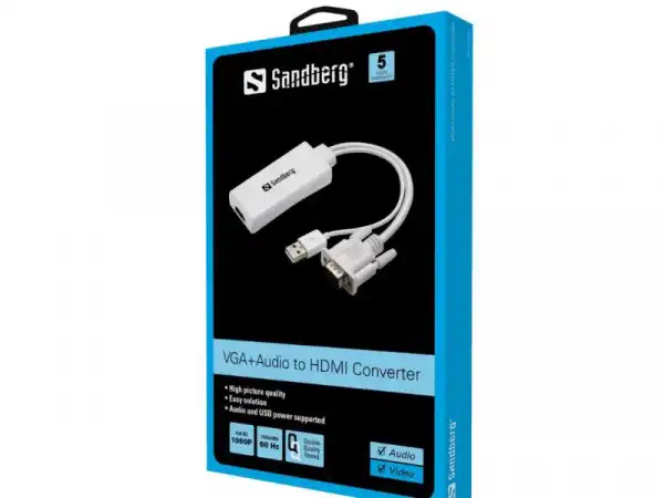 Sandberg Adapter konverter VGA + Audio - HDMI FHD 508-78