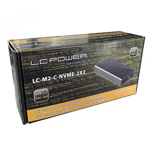LC-POWER eksetrno kućište za M2 NVMe SSD - LC-M2-C-NVME-2X2