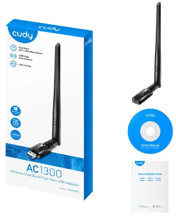 Cudy WU1400 AC1300 Wi-Fi USB 3.0 Adapter