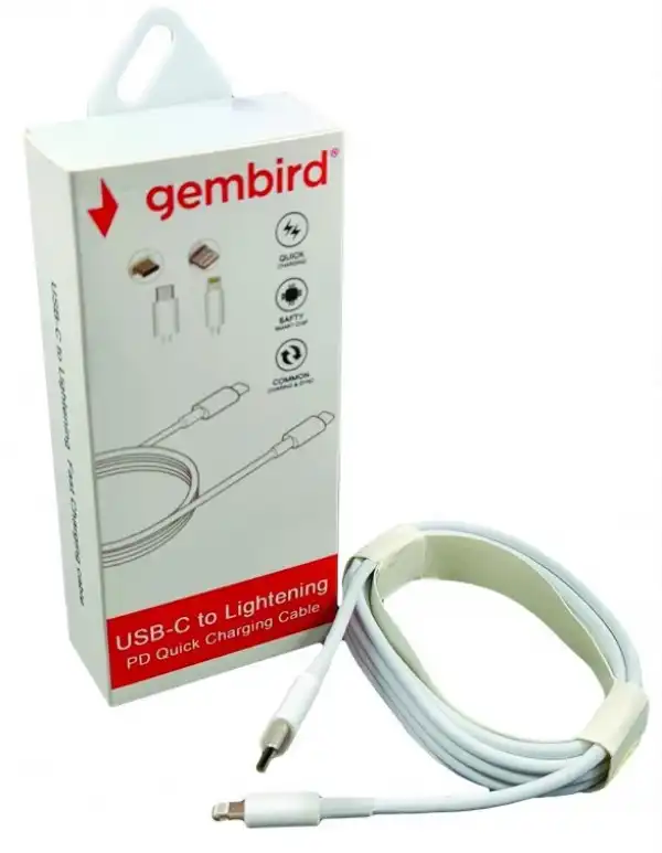 CCP-AMCM-LIGHT-1.8M** Gembird USB 2.0 Type-C to iPhone Lightening 8-pin cable, QC3.0, 1.8m WHITE 271