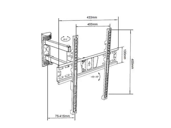 Nosac za TV/32''-55''/FULL MOTION/NAGIB -15°do+15°/ROTACIJA 180°/VESA 400X400/do 40kg/8-42cm od zida ( 116076 )