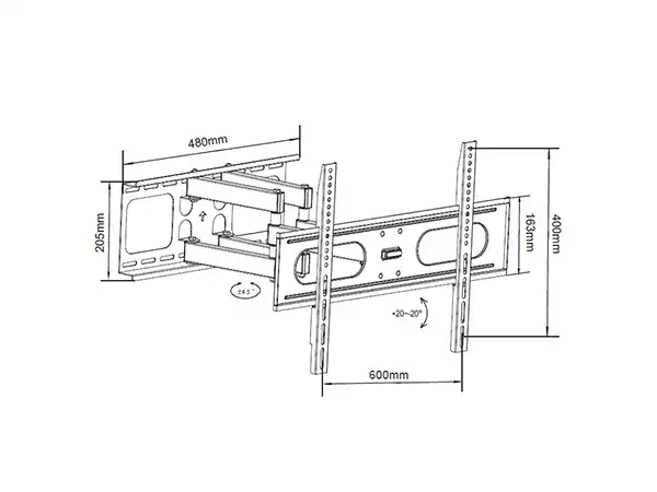 Nosac za TV, 30''-70'',do 50kg,Tilt:-20° to +20°, Rotacija: 90°,VESA: 600x400- razmak od zida 7-47cm ( 116094 )