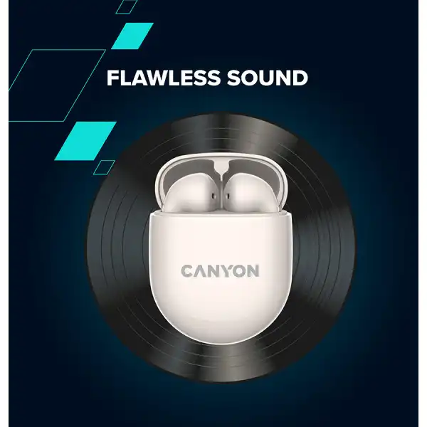 CANYON TWS-6, Bluetooth headset, with microphone, BT V5.3 JL 6976D4, Frequence Response:20Hz-20kHz, battery EarBud 30mAh*2+Charging Case 40