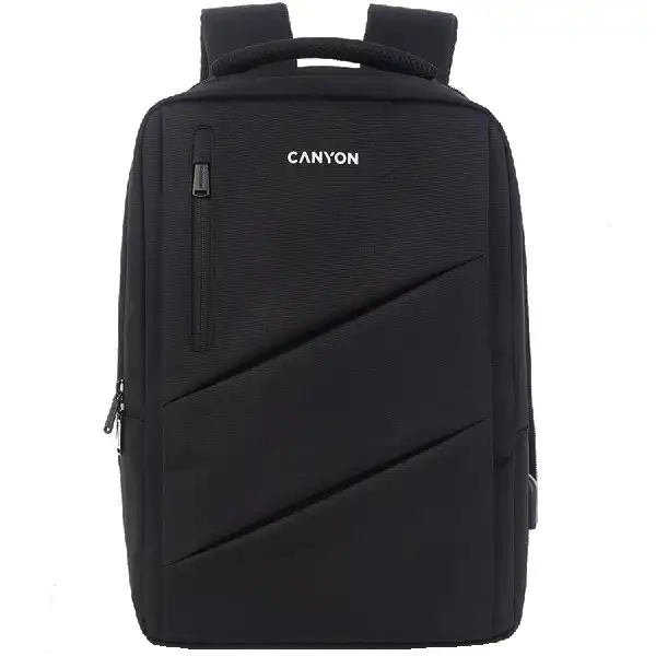CANYON BPE-5, Laptop backpack for 15.6 inch, Product specsize(mm): 400MM x300MM x 120MM(+60MM),Black, EXTERIOR materials:100% Polyester, In