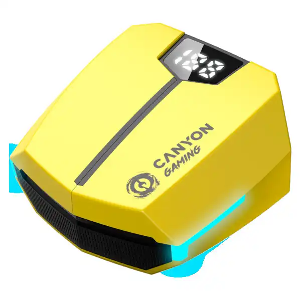 CANYON GTWS-2, Gaming True Wireless Headset, BT 5.3 stereo, 45ms low latency, 37.5 hours, USB-C, 0.046kg, yellow ( CND-GTWS2Y ) 