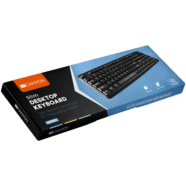 CANYON Wired Keyboard, 104 keys, USB2.0, Black, cable length 1.3m, 443*145*24mm, 0.37kg, Adriatic ( CNE-CKEY01-AD ) 