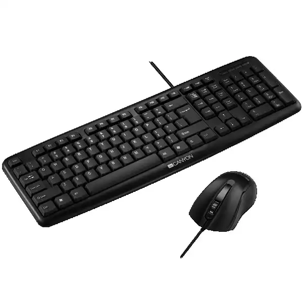 CANYON USB standard KB,  104 keys, water resistant AD layout bundle with optical 3D wired mice 1000DPI,USB2.0, Black, cable length 1.3m(KB)