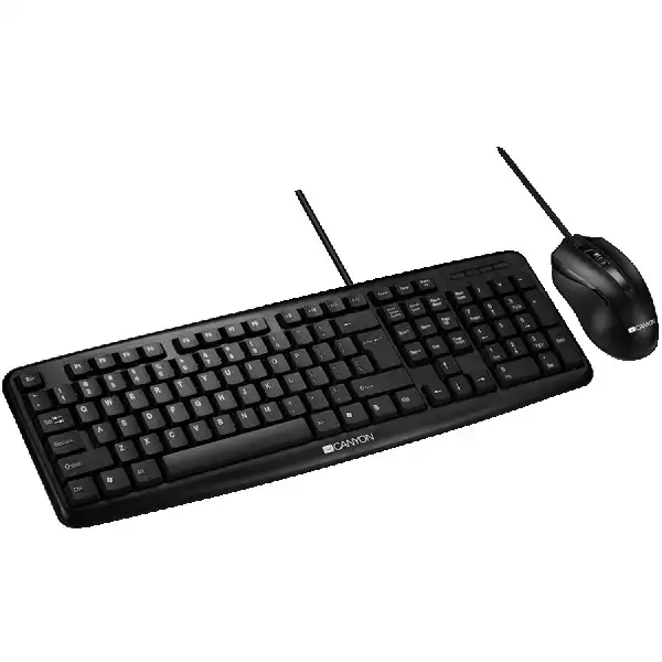 CANYON USB standard KB,  104 keys, water resistant AD layout bundle with optical 3D wired mice 1000DPI,USB2.0, Black, cable length 1.3m(KB)