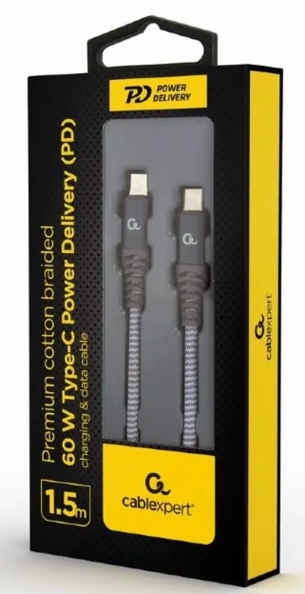 CC-USB2B-CM8PM-1.5M Gembird Premium pamučno pleten USB Type-C to 8-pins kabl za punjenje i prenos podataka