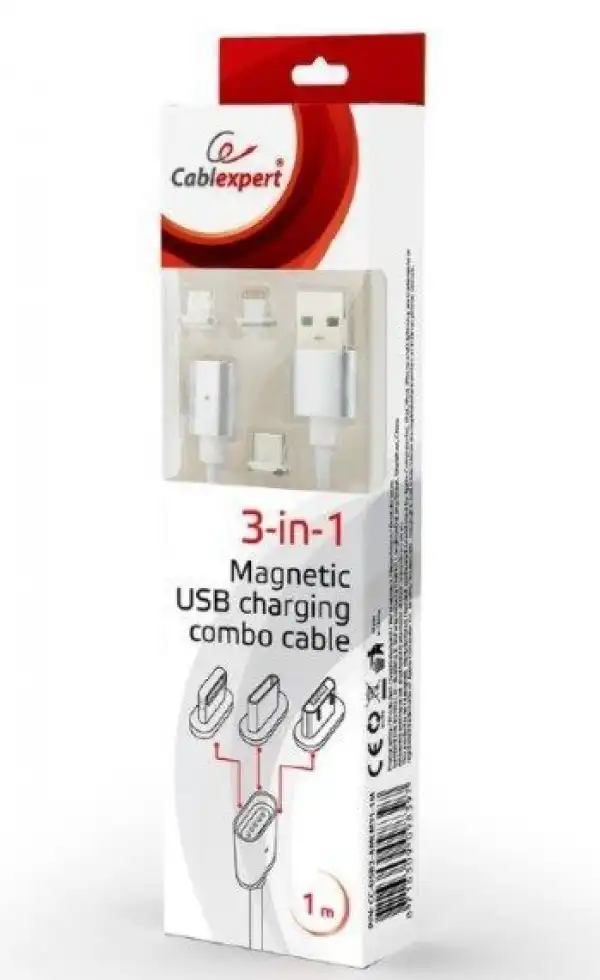 CC-USB2-AMLM31-1M Gembird Magnetic USB charging combo 3-in-1 cable, silver, 1 m