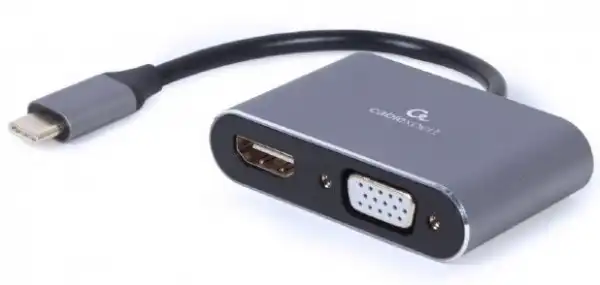 A-USB3C-HDMIVGA-01 Gembird USB Type-C to HDMI + VGA display adapter, sivi