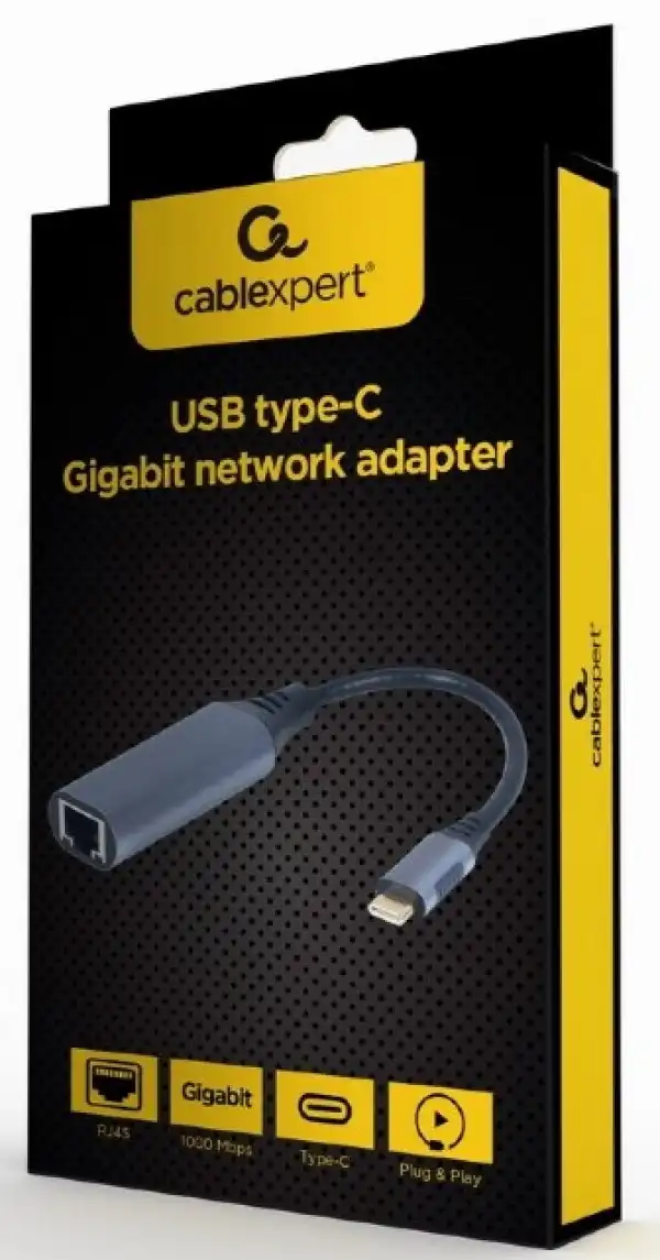 A-USB3C-LAN-01 Gembird USB type-C Gigabit network adapter, sivi