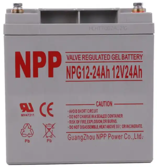 NPP NPG12V-24Ah, GEL BATTERY, C20=24AH, T14, 166x126x174x181, 7,6KG, siva