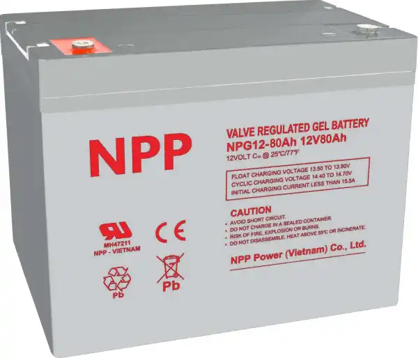 NPP NPG12V-80Ah, GEL BATTERY, C20=80AH, T16, 330x171x214x220, 22,6KG, sivi